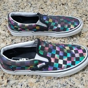 Sz 8 Womens Vans ridescent Slip on
